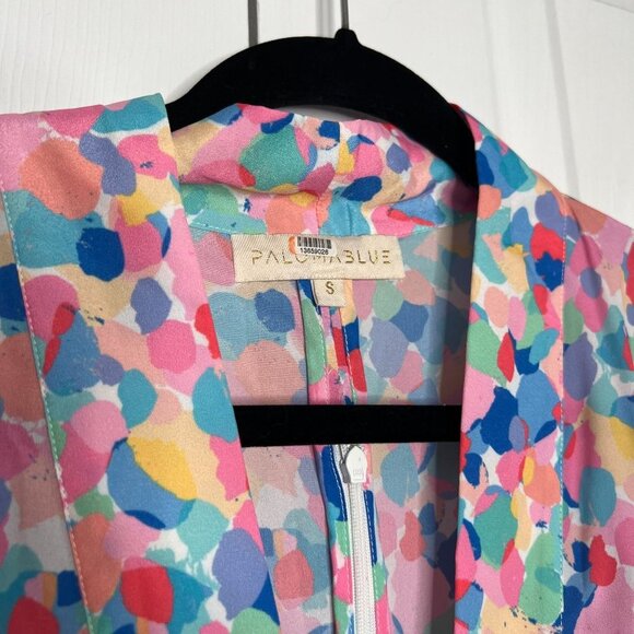 Paloma Blue Bronte Rainbow Printed Crepe Midi Dress Women's Size Small S - Picture 7 of 12